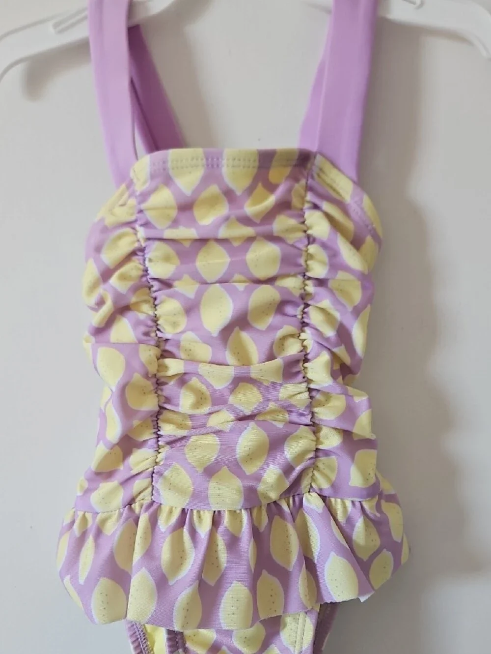 Cat & Jack Lilac & Lemon Ruched Baby Girl One-Piece Swimsuit Size 6-9 Month